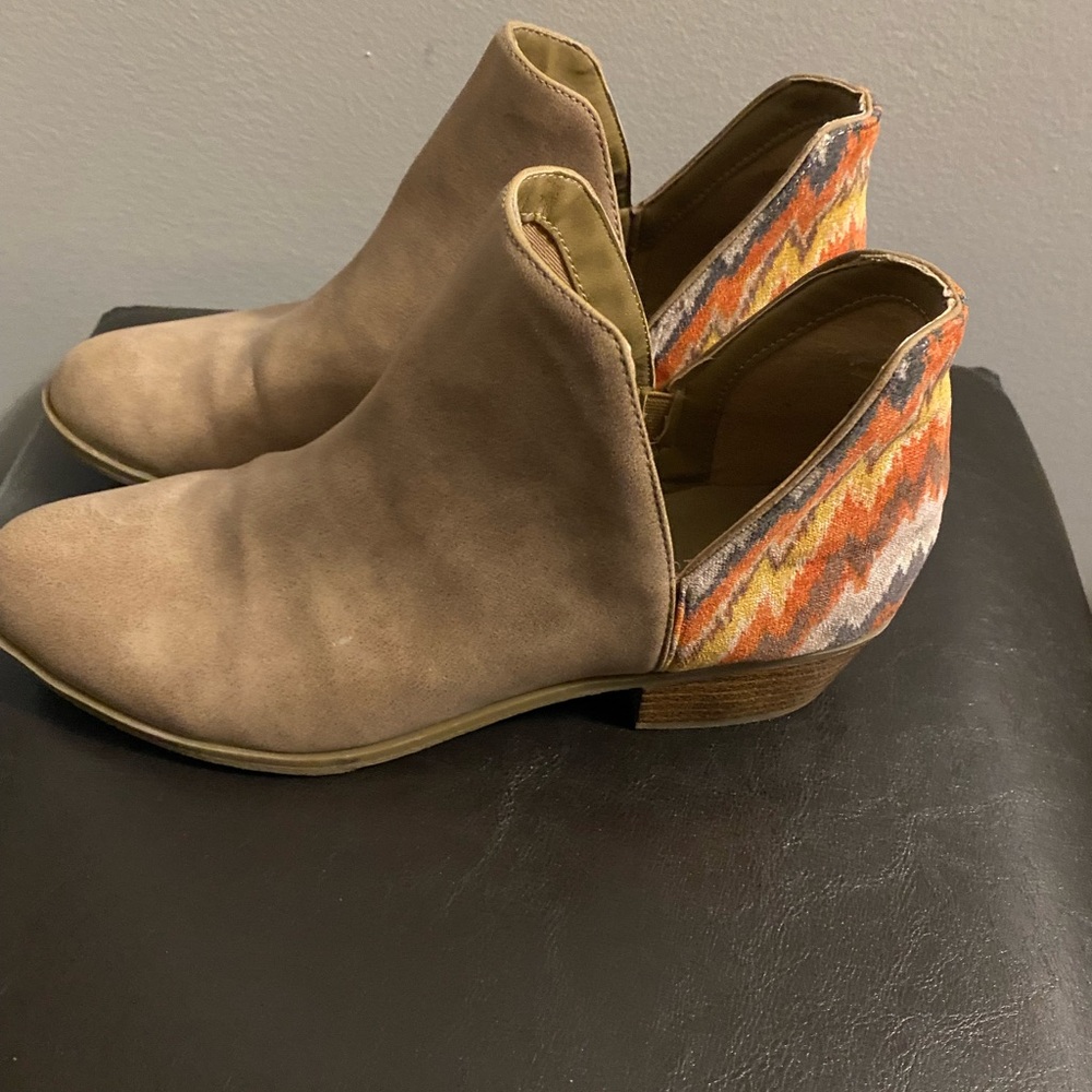 Indigo Tan and Multicolor Ankle Boots